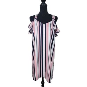 Skies are Blue off Shoulder Striped Mini Dress Size Medium